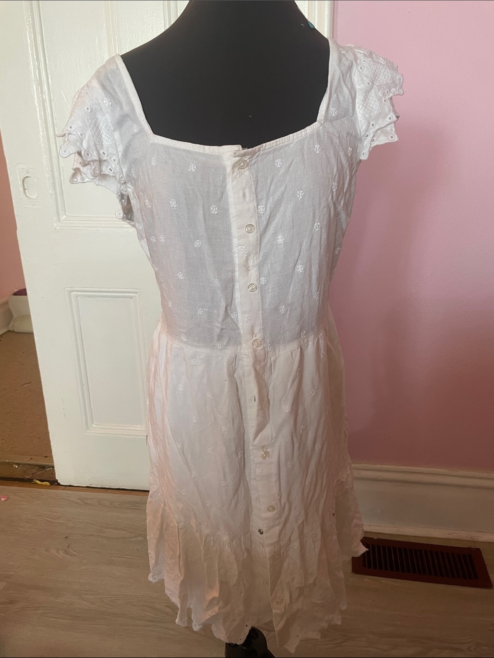 Pretty Light White Dress, with hand sewn snaps